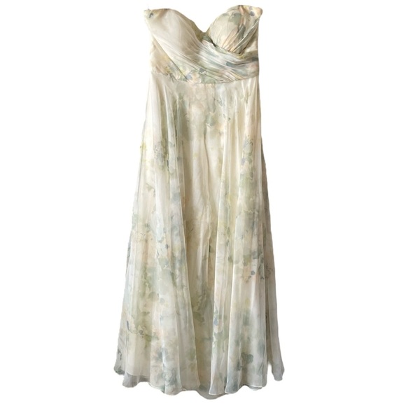 JENNY YOO Adeline Strapless Chiffon Romper Gown in a Vintage Floral Print Size 6 - Picture 3 of 11